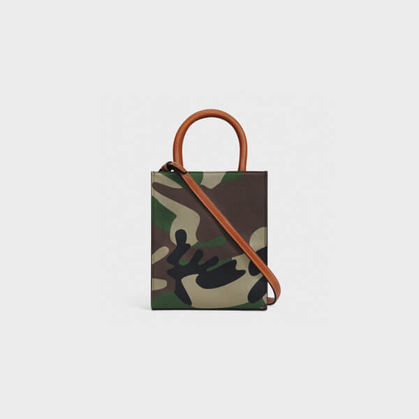 新色☆希少 セリーヌ ミニバーティカルカバ 偽物 カモフラージュ柄